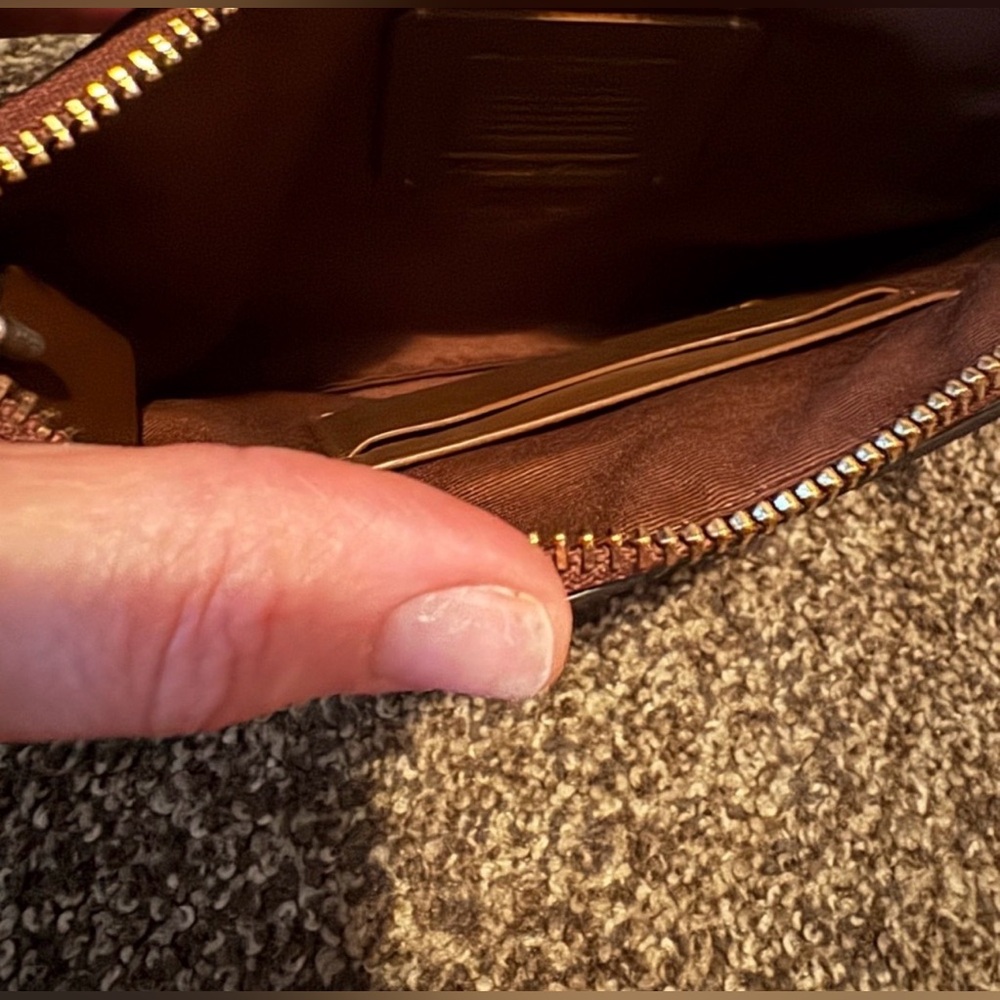 Coach Signature Canvas Double Zip Wristlet Wallet Brown NWOT Authentic - Picture 5 of 5